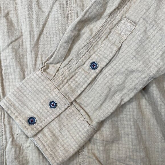 Coogi Mens Beige Long-Sleeve Button-Up Shirt 4XL 100% Cotton Casual Checked - Picture 4 of 13